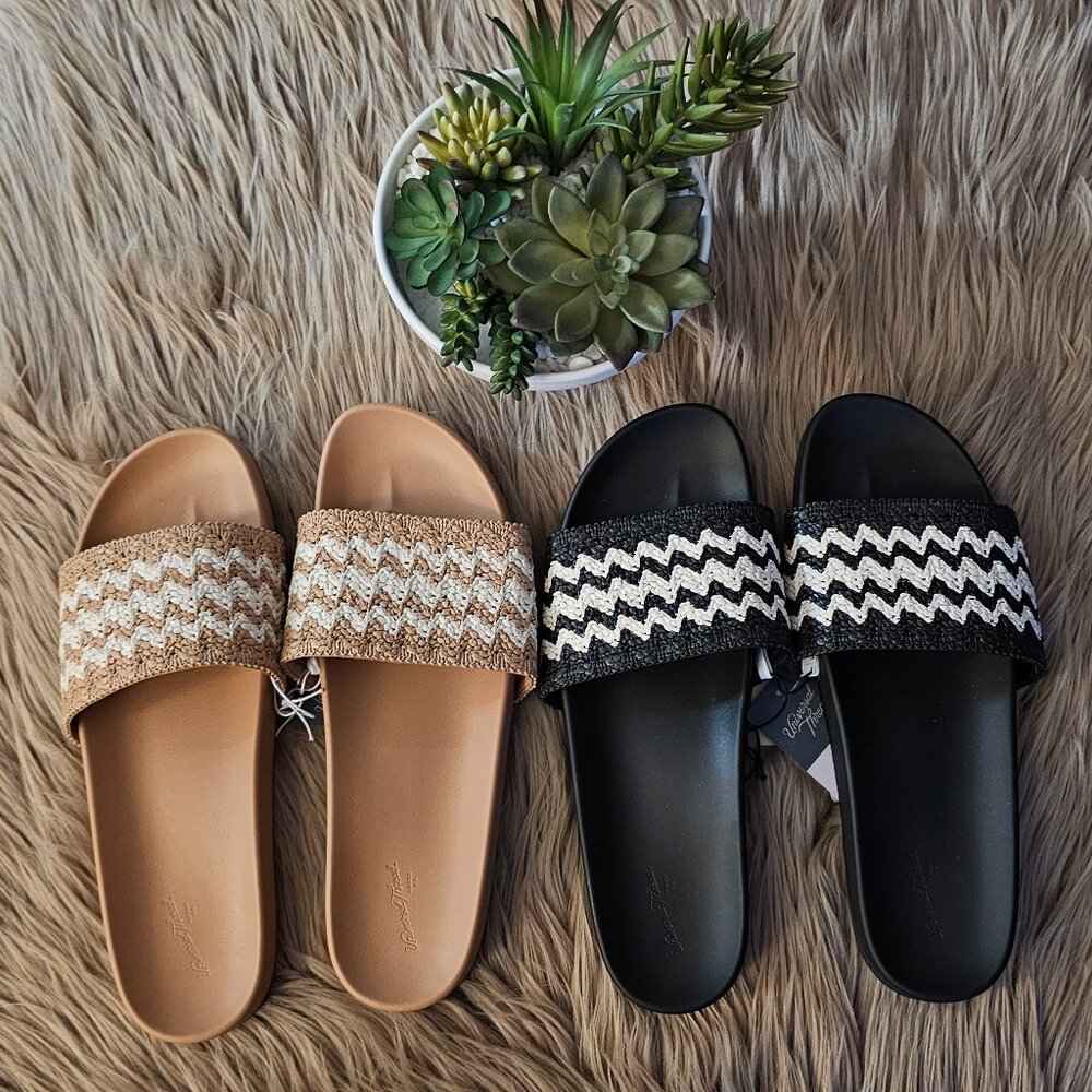Cloe Raffia Footbed Slide Sandals (Bundle)